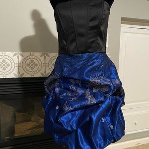 Jessica McClintock blue, 7, strapless bubble dress